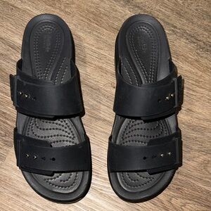 Crocs Brookly Buckle Black Womens Platform Sandals Size-W7